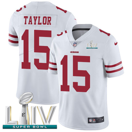 San Francisco 49ers Nike #15 Trent Taylor White Super Bowl LIV 2020 Men Stitched NFL Vapor Untouchable Limited Jersey